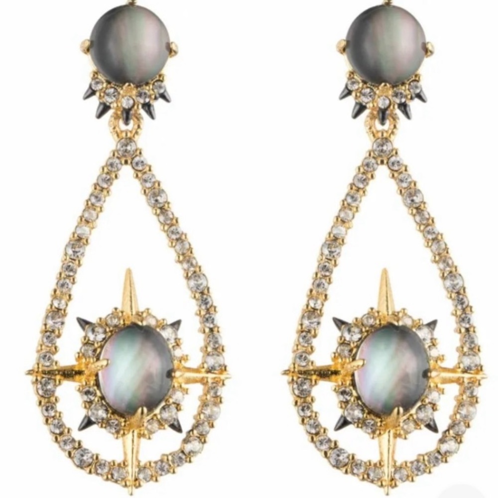 ALEXIS BITTAR NEW Miss Havisham Crystal Orbiting Doublet Teardrop Drop Earrings - Picture 12 of 12